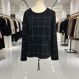 Forever New Navy Blue Windowpane Plaid Pullover Sweater Top/ Size L